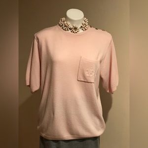 Maggie Lawrence Light Pink Short Sleeves Left Side Gold Detail Buttons  Sz 22